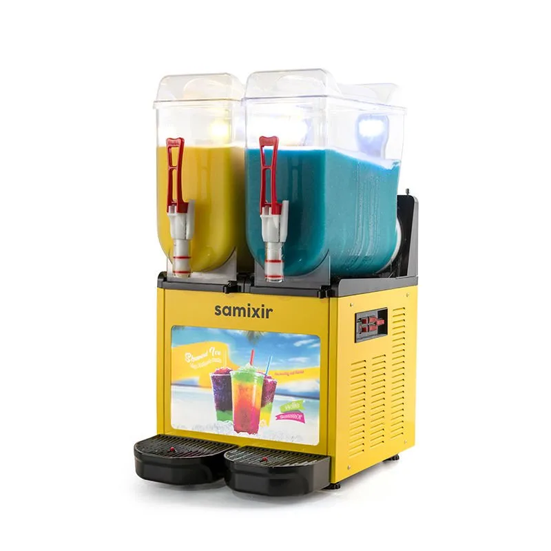 Samixir SLUSH24 Allure Twin Ice Slush Granita Milkshake ve Soğuk Meyve Suyu Dispenseri, 12+12 L, Sarı