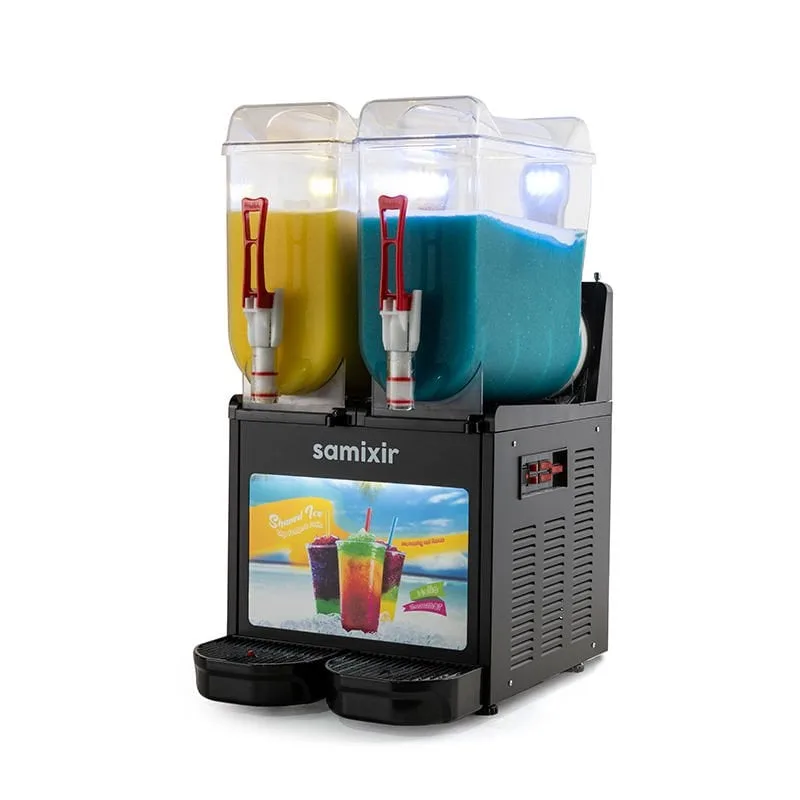 Samixir SLUSH24 Allure Twin Ice Slush Granita Milkshake ve Soğuk Meyve Suyu Dispenseri, 12+12 L, Siyah