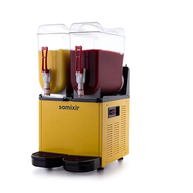Samixir SLUSH24.Y Twin Ice Slush Granita Milkshake ve Soğuk Meyve Suyu Dispenseri, 12+12 L, Sarı