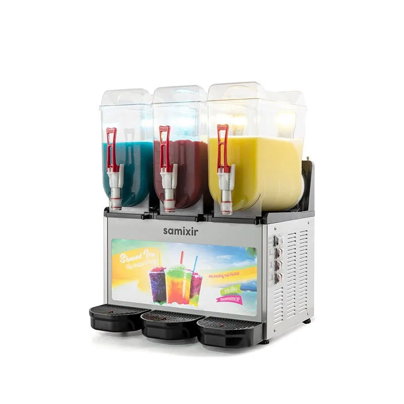 Samixir SLUSH36 Allure Triple Ice Slush Granita Milkshake ve Soğuk Meyve Suyu Dispenseri, 12+12+12 L, Inox