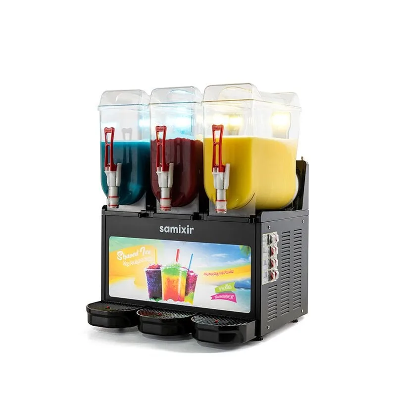 Samixir SLUSH36 Allure Triple Ice Slush Granita Milkshake ve Soğuk Meyve Suyu Dispenseri, 12+12+12 L, Siyah