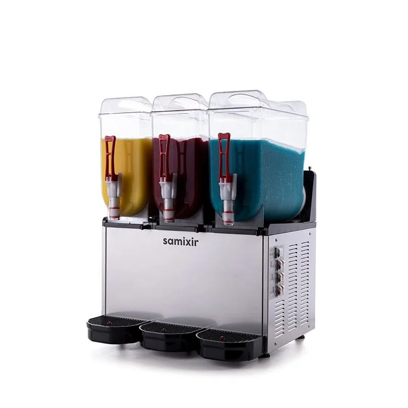 Samixir SLUSH36 Triple Ice Slush Granita Milkshake ve Soğuk Meyve Suyu Dispenseri, 12+12+12 L, Inox