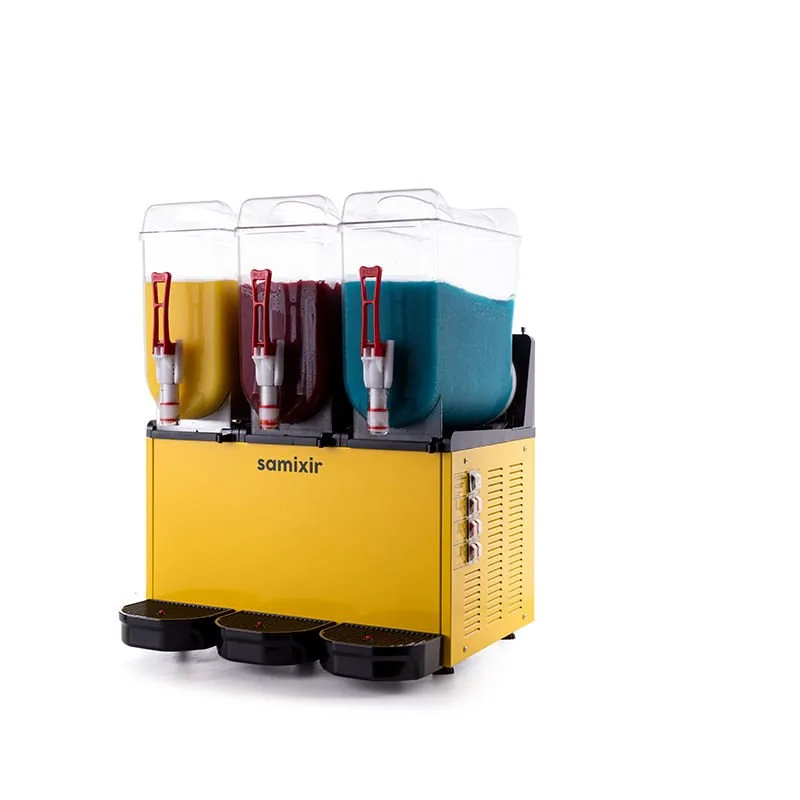 Samixir SLUSH36.Y Ice Slush Triple Milkshake Meyve Suyu Dispenseri, 12+12+12 L, Sarı