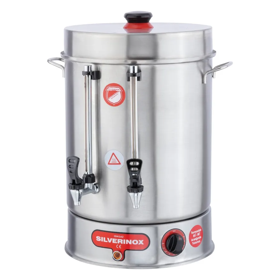 Silverinox Metal Basmalı Musluklu Çay Makinesi, 60 Bardak Kapasiteli, 7 Litre