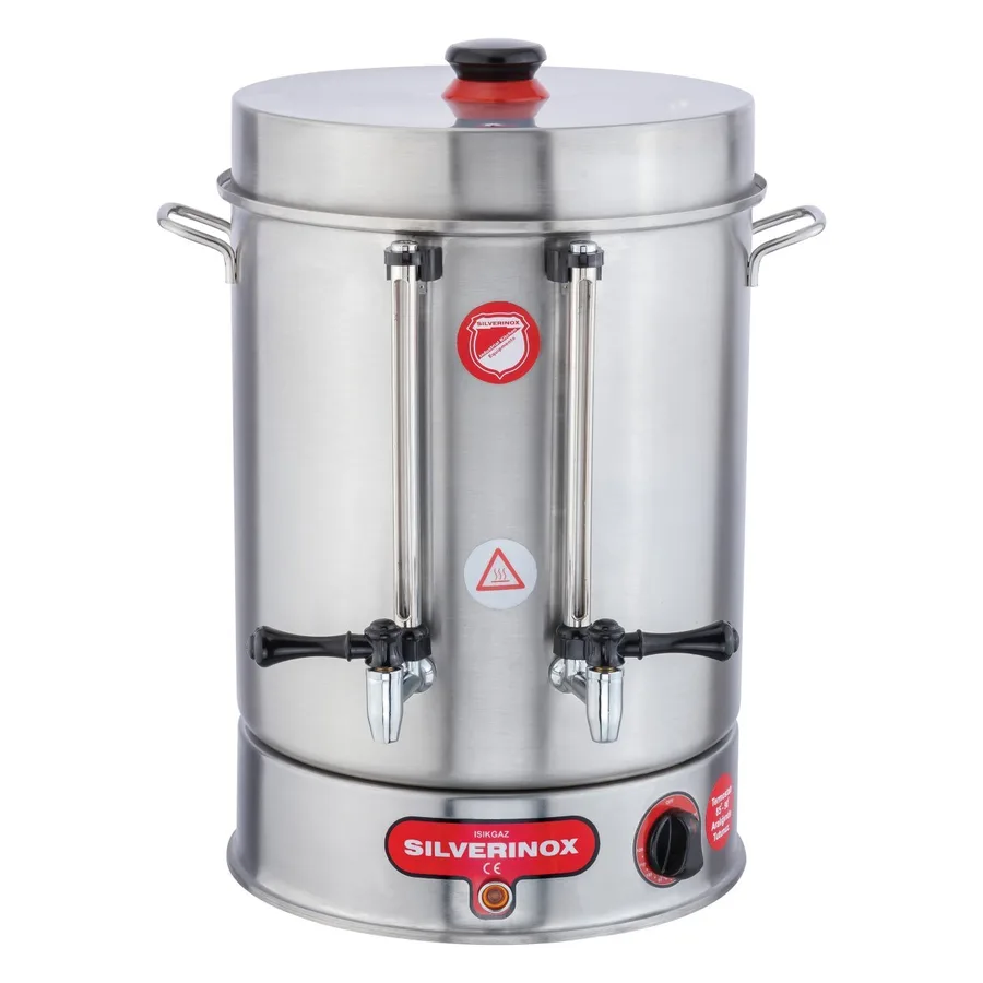 Silverinox Metal Musluklu Çay Makinesi, Çevirmeli, 60 Bardak Kapasiteli, 7 Litre