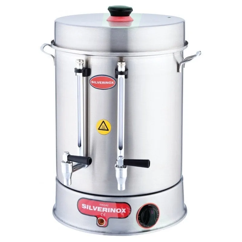 Silverinox Metal Musluklu Çay Makinesi, Çevirmeli, 80 Bardak Kapasiteli, 9 Litre