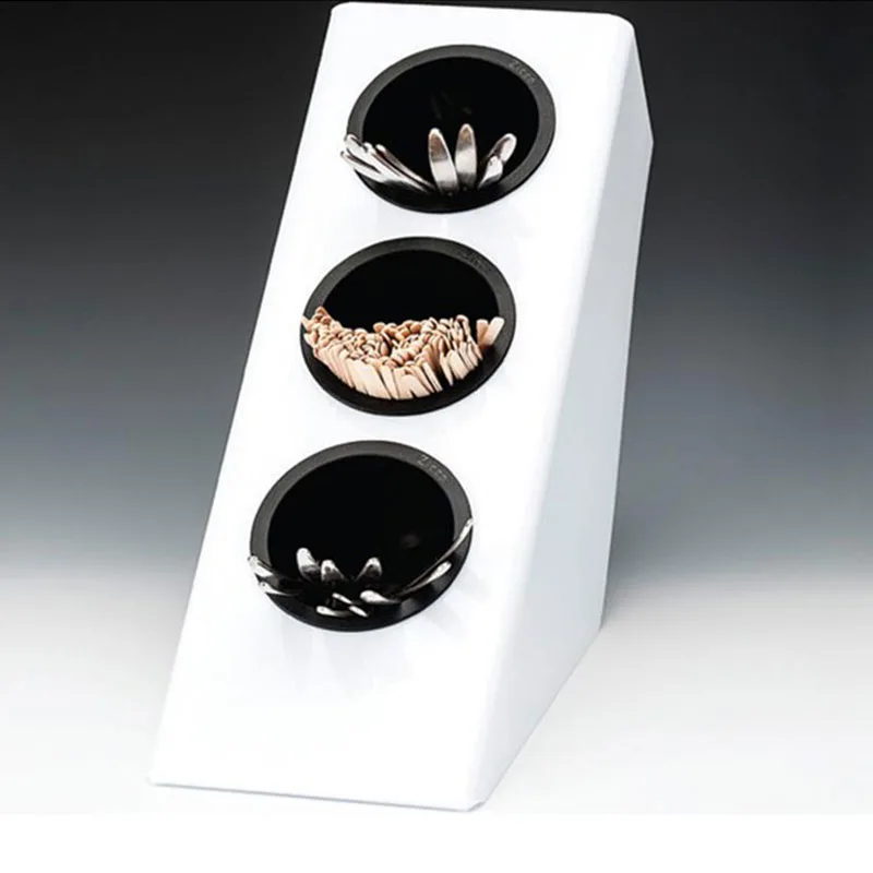 Zicco ZCP-644 Polikarbon Kahve-Çay Kaşığı Standı, 3 Gözlü, 27x14.5 cm, Beyaz