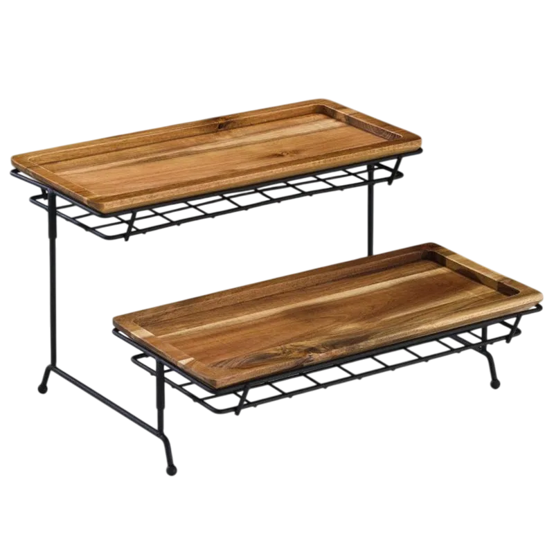 Zicco CH-0029 Metal Ayaklı Ahşap Teşhir Standı, 30x30x18 cm