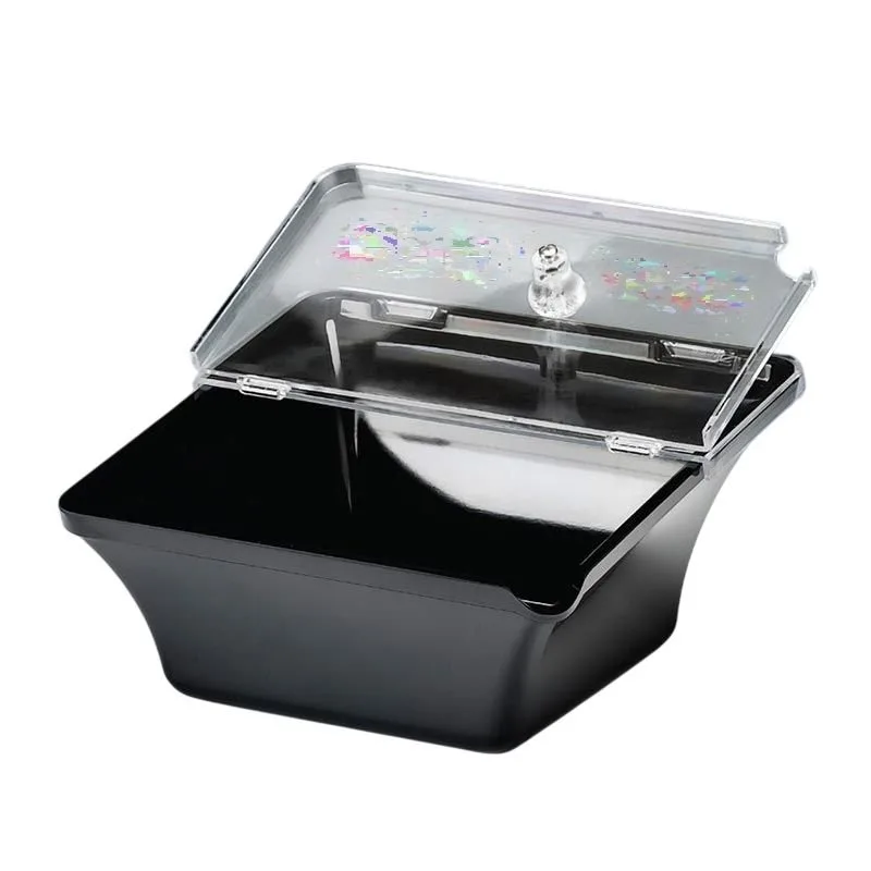 Zicco K-2300 Kapaklı Melamin Teşhir Kase, 22x22x8-11 cm, Siyah