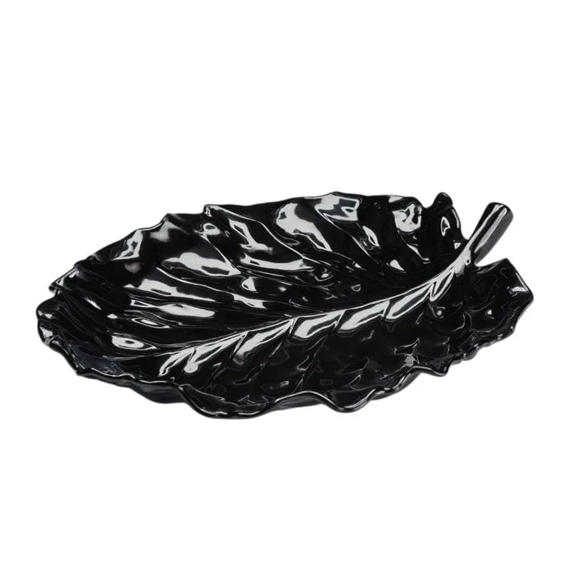 Zicco K-2700 Melamin Yaprak Model Teşhir Tabağı, 31x24 cm, Siyah