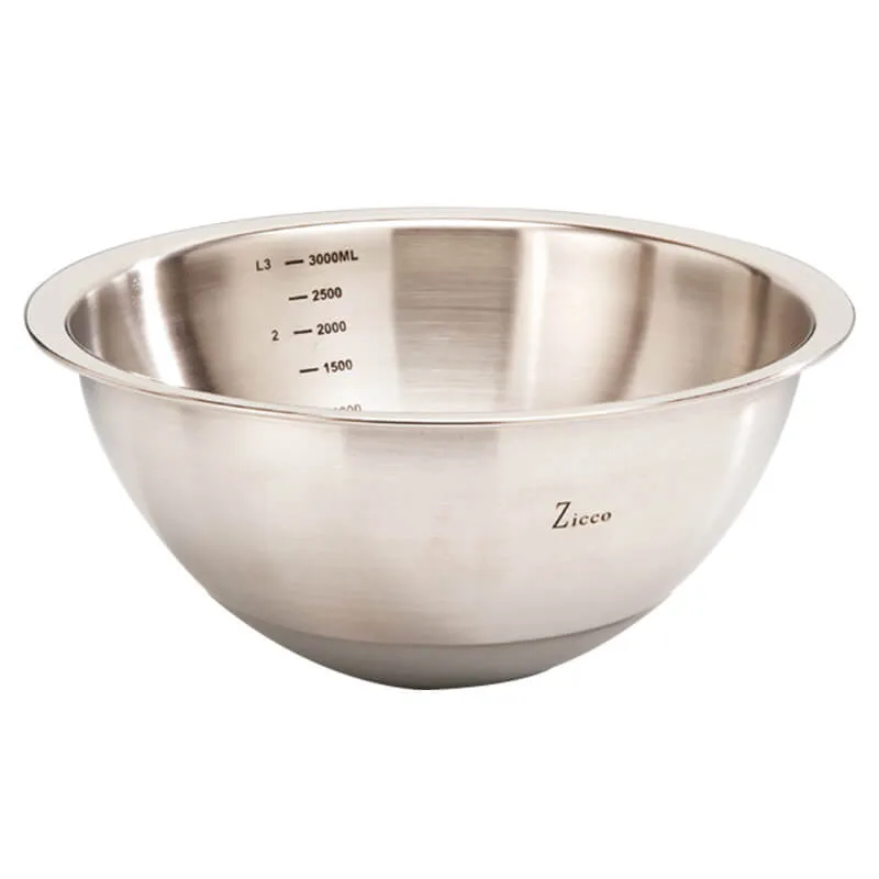 Zicco Karıştırma Kabı, Çelik, Silikon Altlı, 3 Litre, 27x12 cm