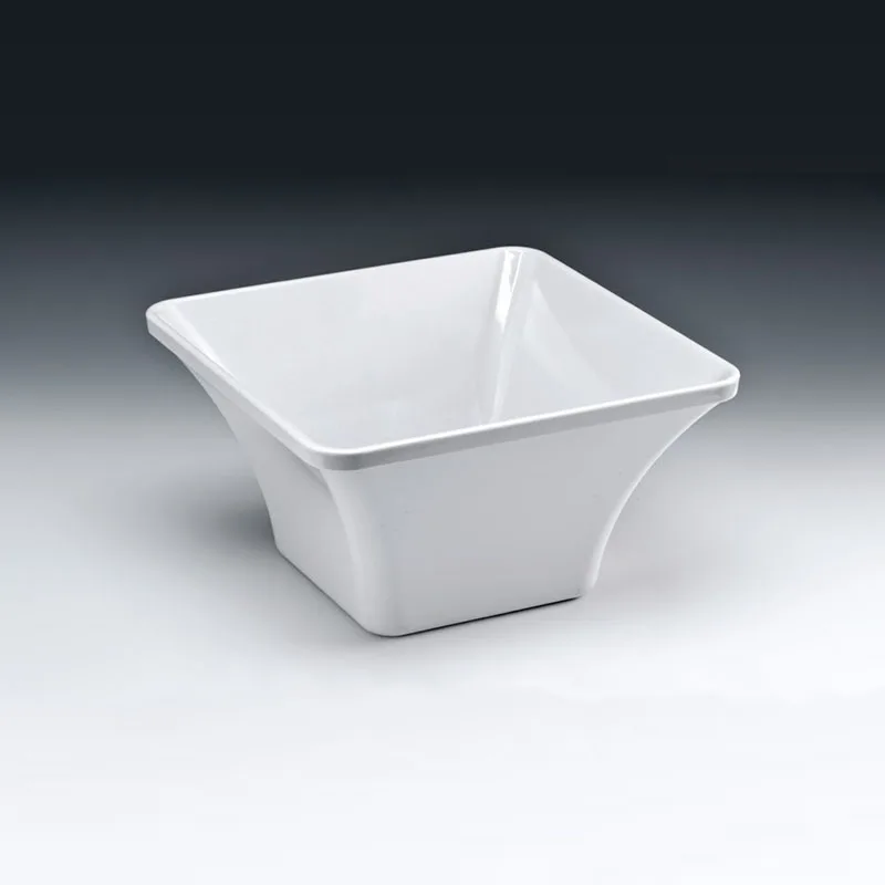 Zicco K-1407 Köşeli Melamin Kase, 27x27x14.5 cm, Beyaz