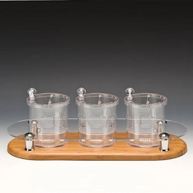 Zicco ZCP-576 Ahşap Altlı Polikarbon Sosluk Reçellik Baharatlık Standı, 0.75 L, 48x19 cm