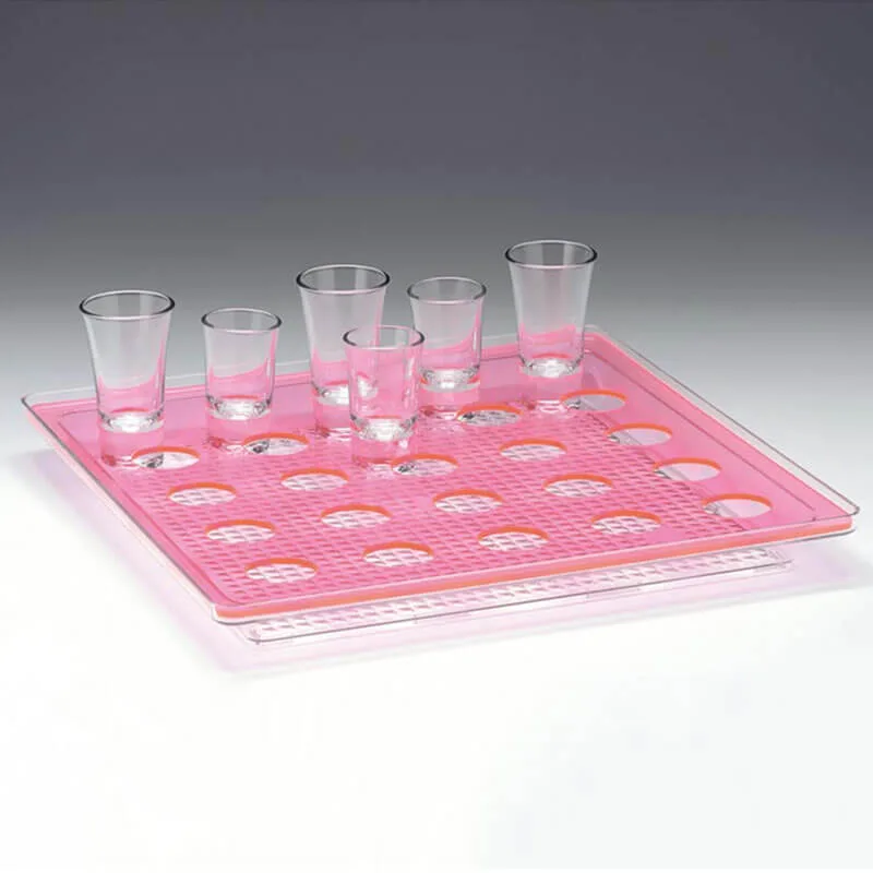 Zicco Shot Servis Standı, Polikarbon Tepsili, Kare, 25'li, 34x24 cm, Pembe
