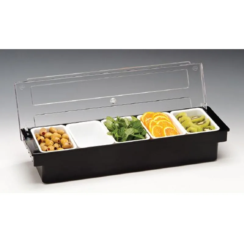 Zicco ZCP-306 Kapaklı Polikarbon Bar Konteyner, 6'lı, 50x16x9.5 cm, Siyah