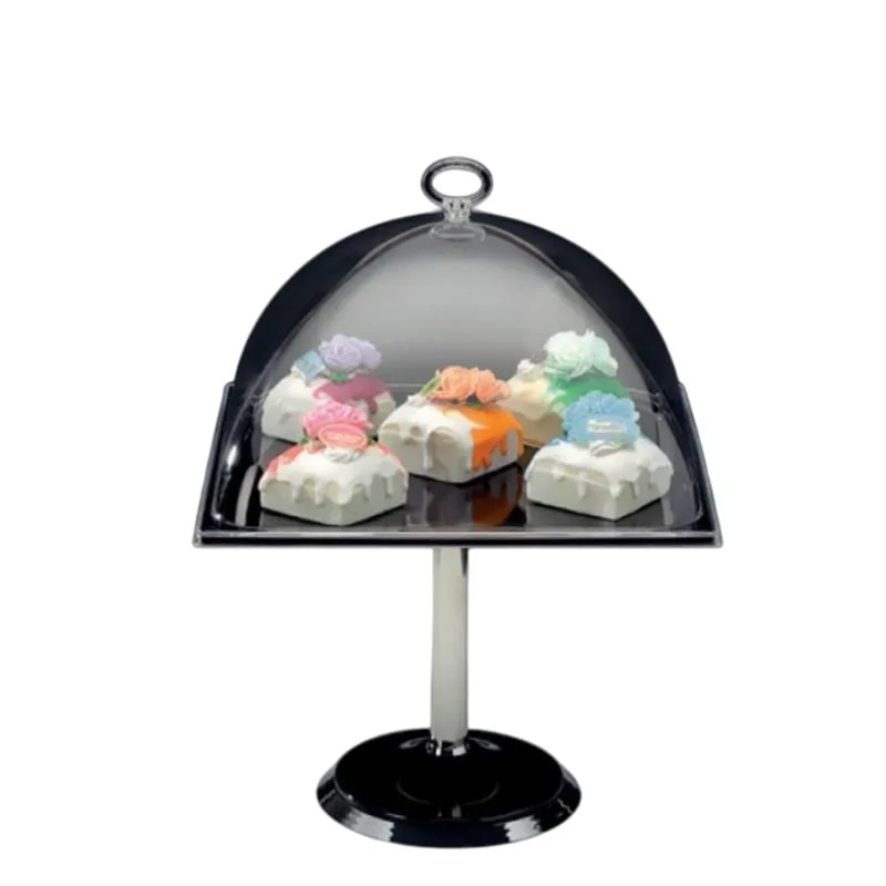 Zicco ZCP-669 Polikarbon Kapaklı Melamin Altlı Fanus Teşhir Standı, 30x30 cm, Beyaz