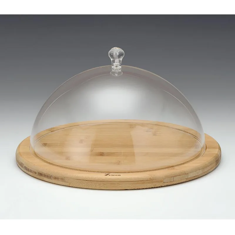 Zicco ZCP-688 Yuvarlak Fanus, Akrilik Kapaklı, Ahşap Altlı, 30 cm