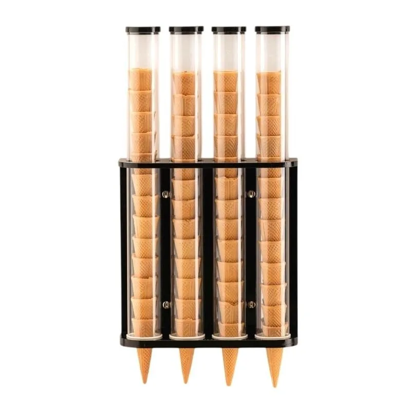 Zicco ZCP-801 Polikarbonat Dondurma Külah Standı, 4'lü, Akrilik Standlı, 10x32x57 cm