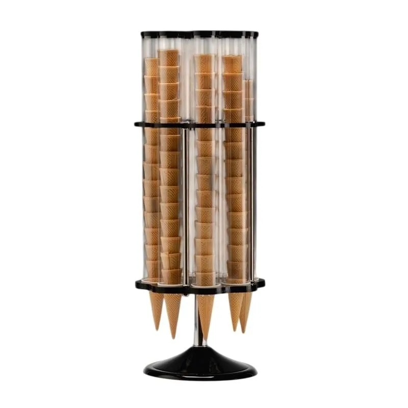 Zicco ZCP-803 Polikarbonat Döner Dondurma Külah Standı, 8'li, Akrilik Standlı, 30x78 cm